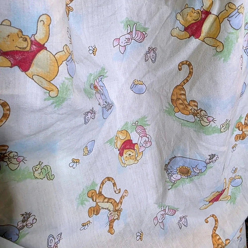 Vtg Disney Winnie Pooh Tigger Piglet Eeyore Fitted Crib Sheet Sage Green Mlticlr